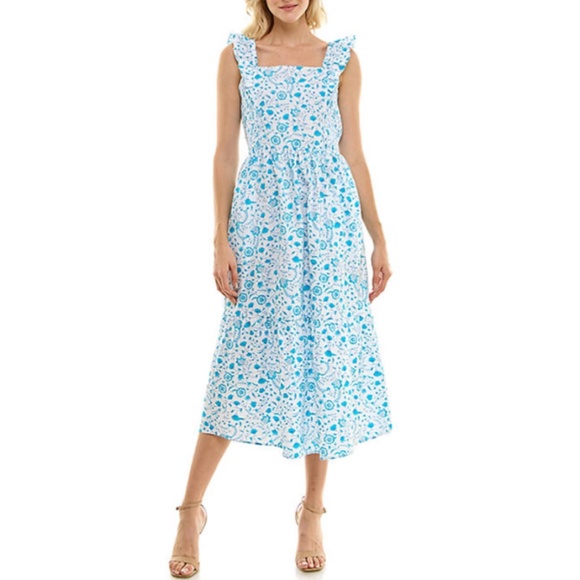 New Draper James Women's Flutter Strap Midi Dress New With Tags - Picture 1 of 6
